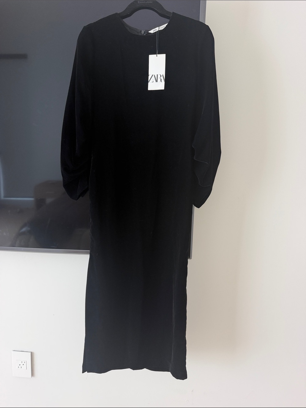 Zara Black Midi Dress with Batwing Sleeves